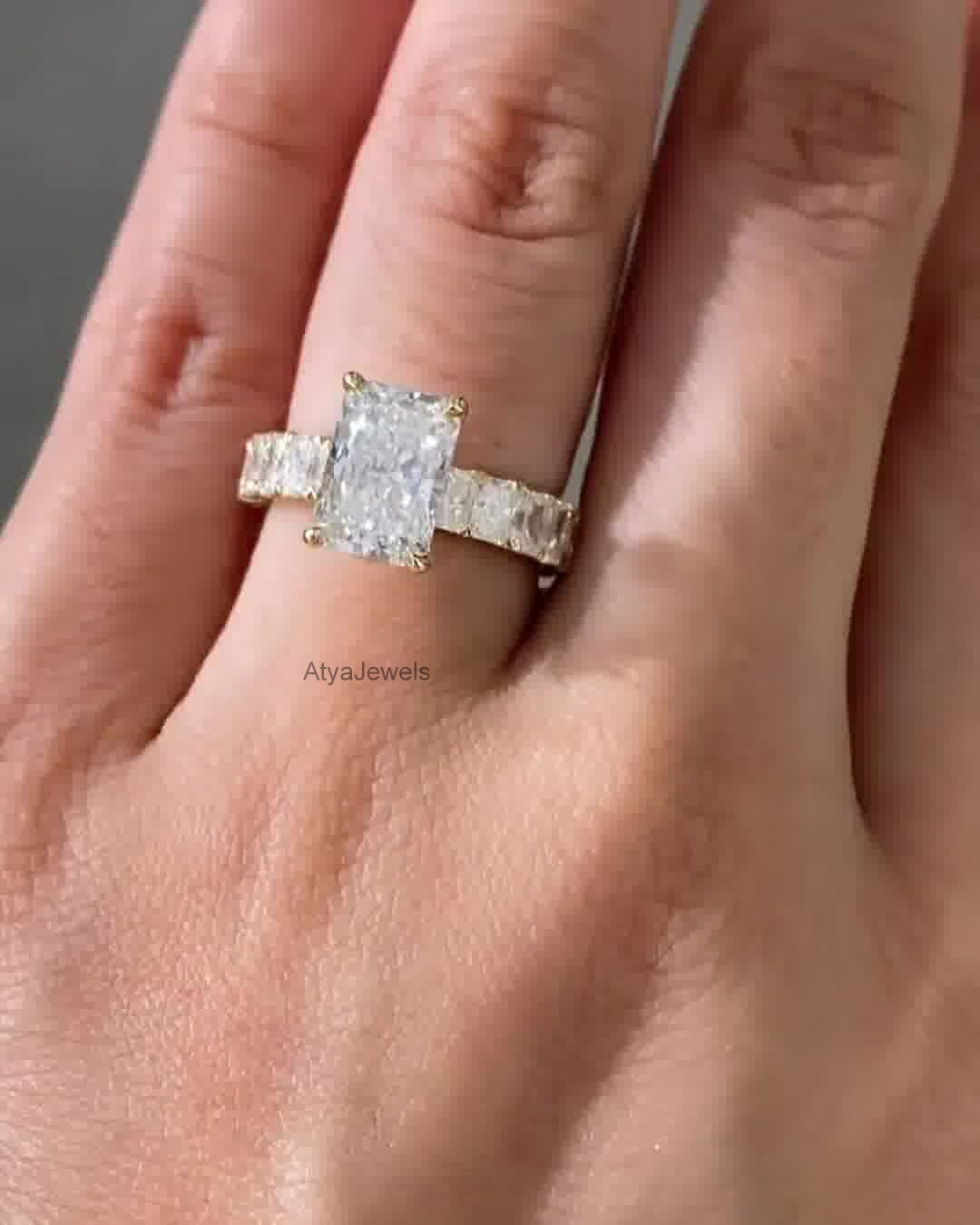 3.50 CT Radiant Cut Moissanite Engagement Ring