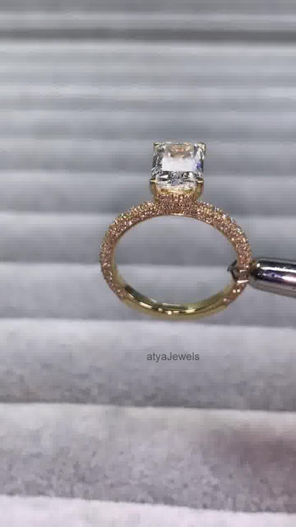 3.50 CT Radiant Cut Moissanite Annivarsary Ring