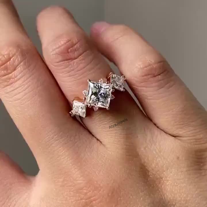 2.00 CT Princess Cut Moissanite Engagement Ring