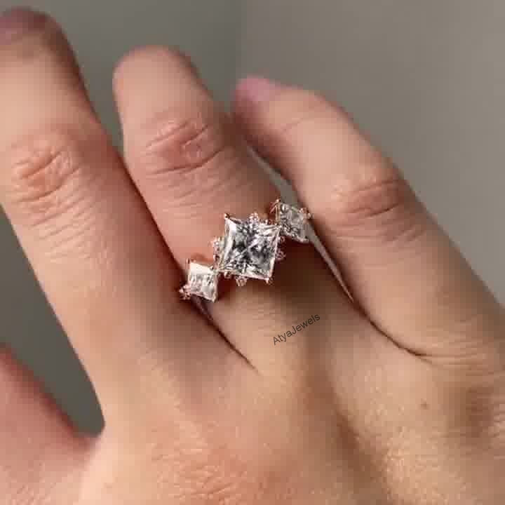 2.00 CT Princess Cut Moissanite Engagement Ring