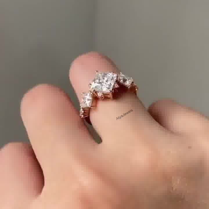 2.00 CT Princess Cut Moissanite Engagement Ring