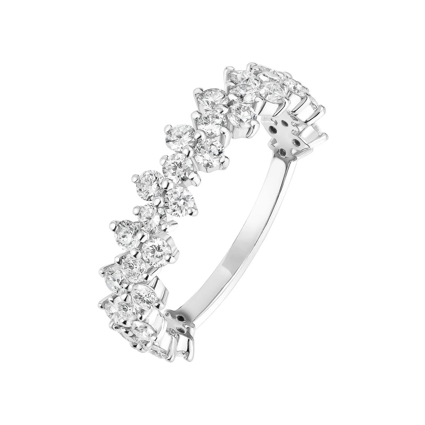 1.50 TCW ROUND SHAPED MOISSANITE CLUSTER WEDDING BAND