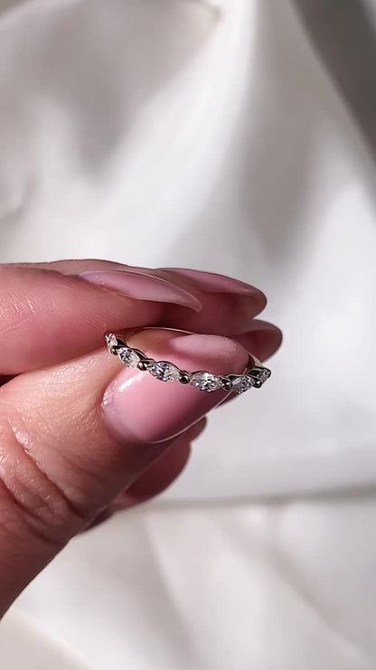 East West Marquise Eternity Band Lab Grown Diamond Wedding Band For Her