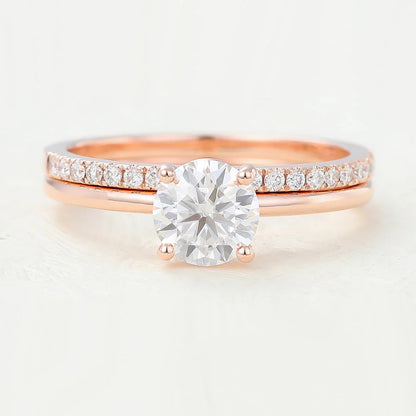1.50 CT Round Cut Moissanite Bridal Wedding Ring Set