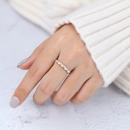 0.70 TCW Round Shaped Moissanite Cluster Wedding Band