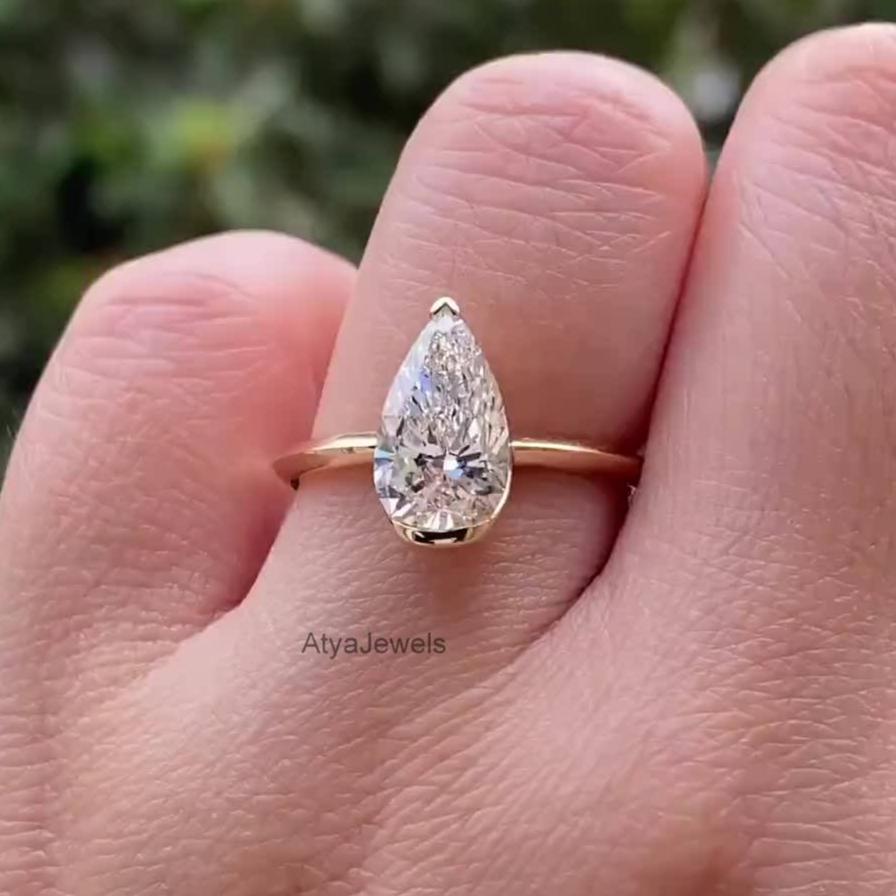 3.00 CT Pear Cut Moissanite Anniversary Ring