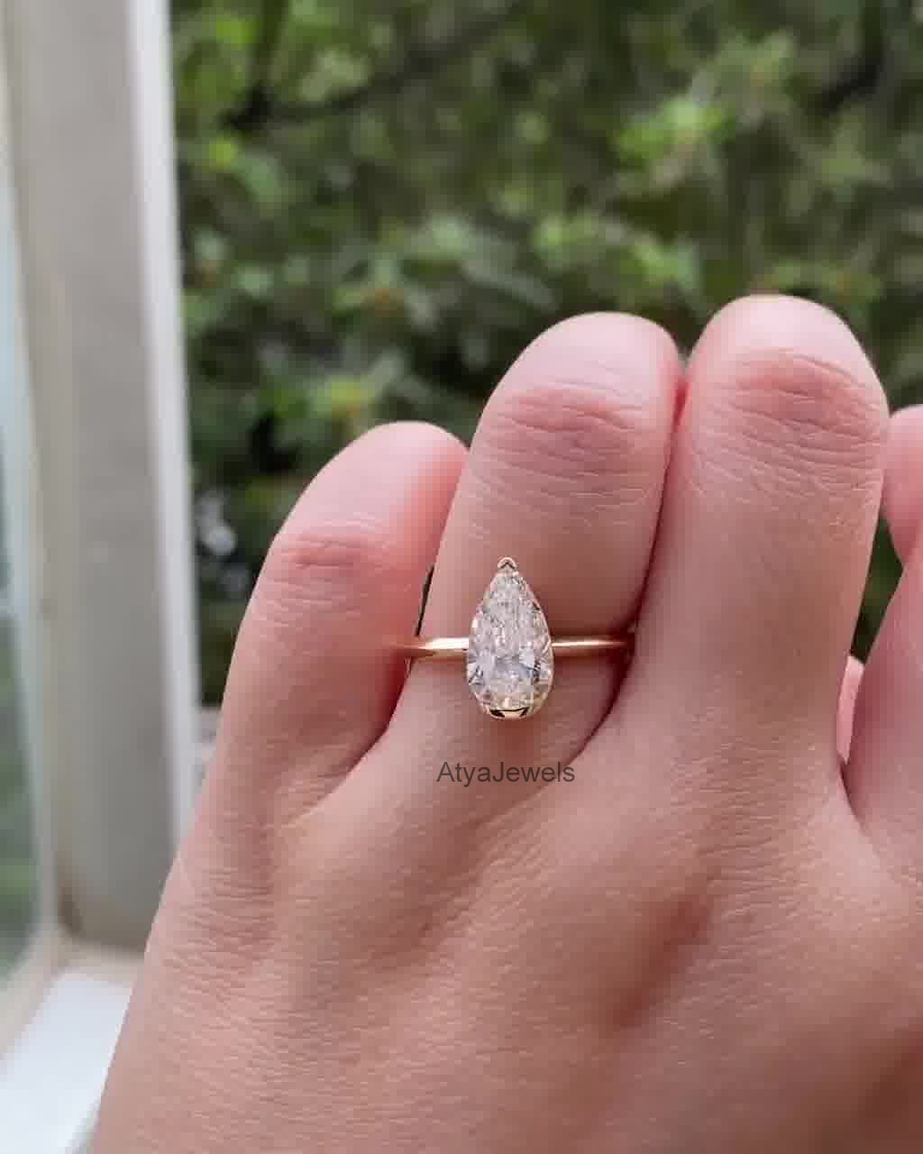 3.00 CT Pear Cut Moissanite Anniversary Ring