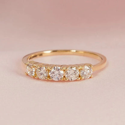 0.45 TCW  Round Brilliant Cut Half Eternity 5 Stone Wedding Band