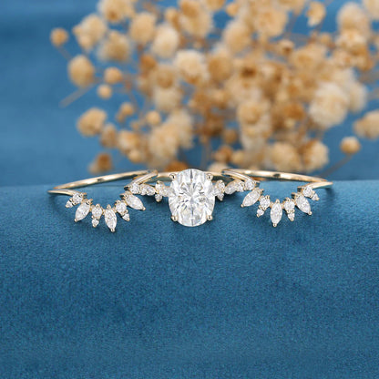 2.50 CT Oval Shaped Moissanite Pave Setting Bridal Set