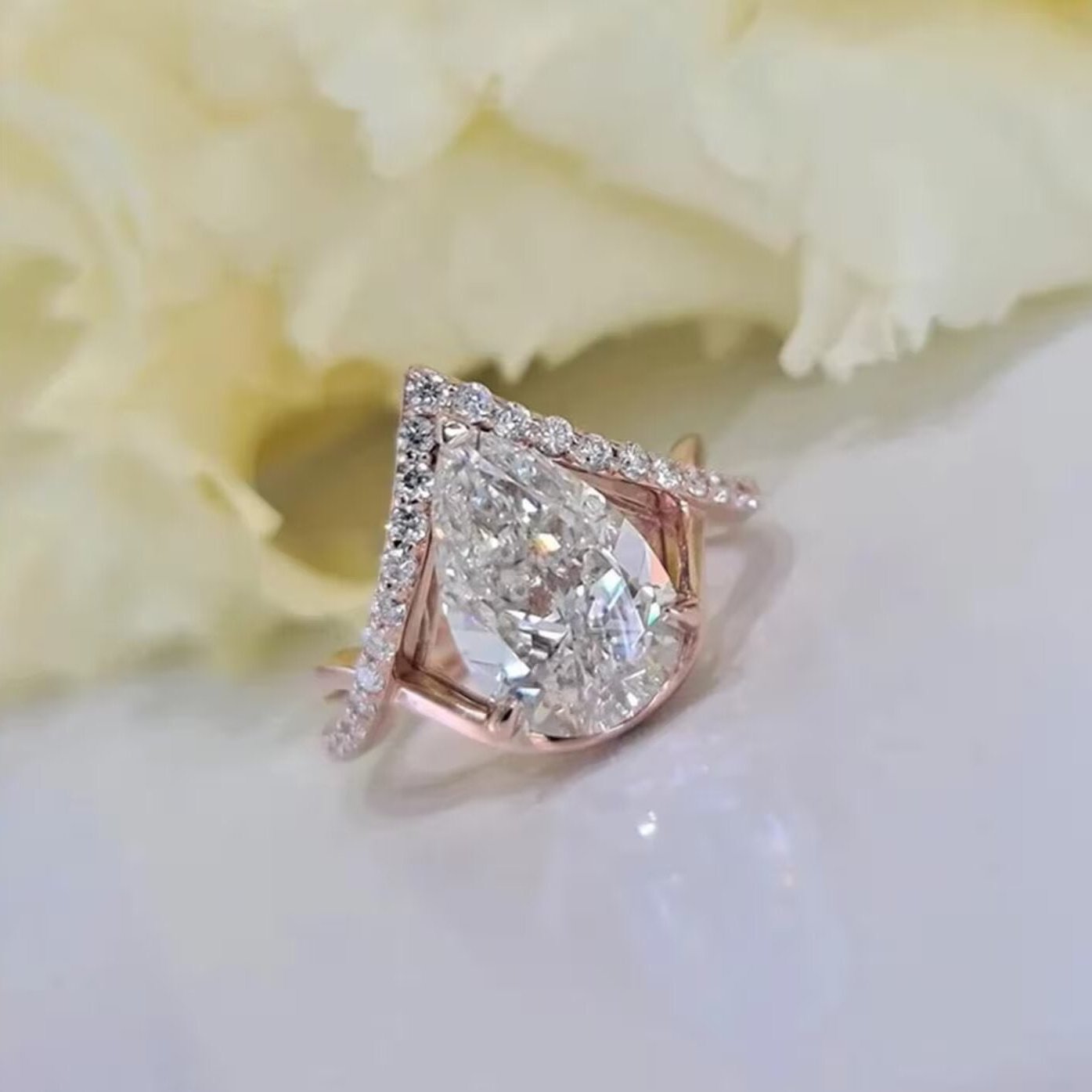 3.00 CT Pear Cut Moissanite Wedding Ring