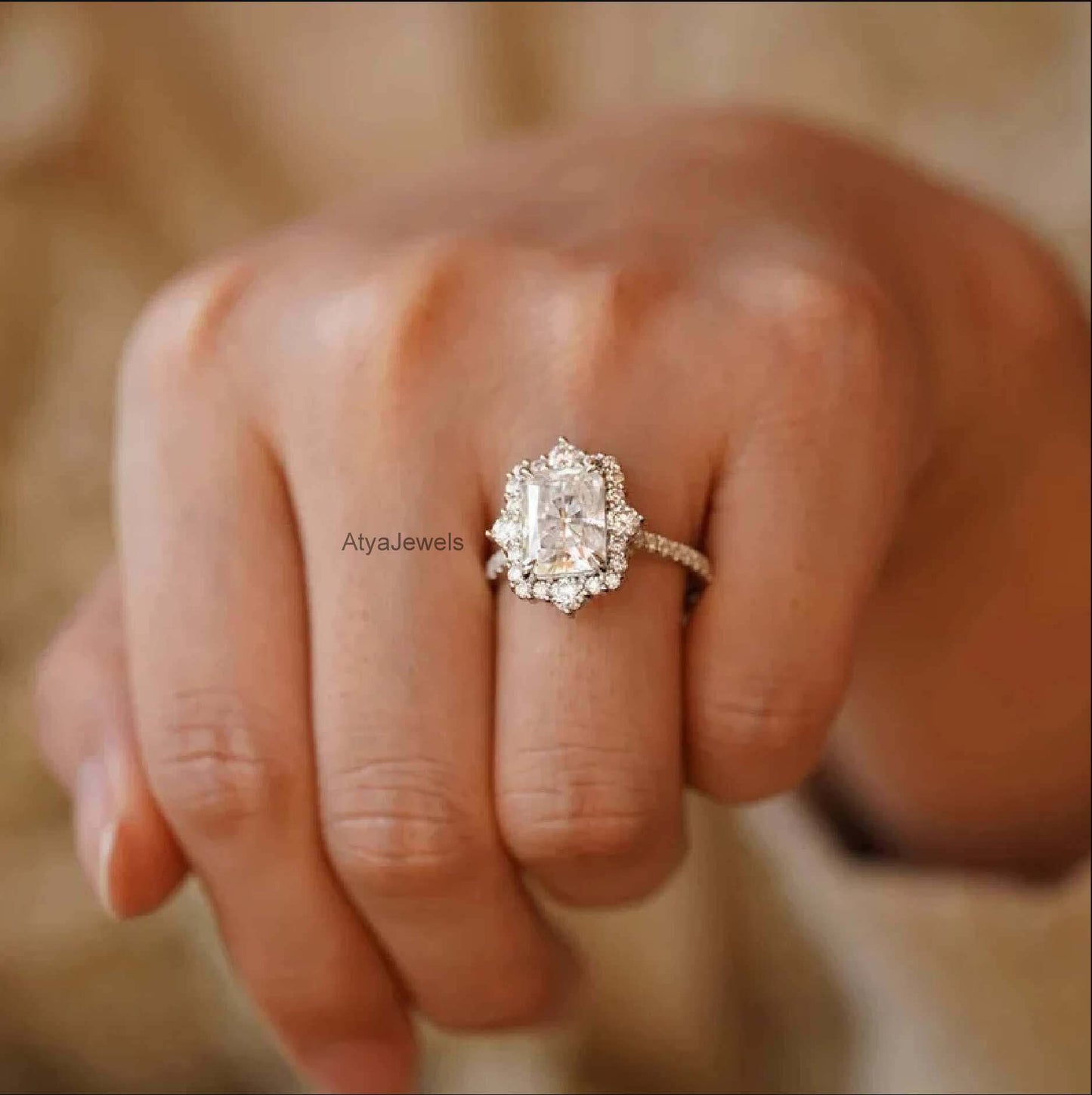 2.50 CT Radiant Cut Moissanite Annivesary Ring