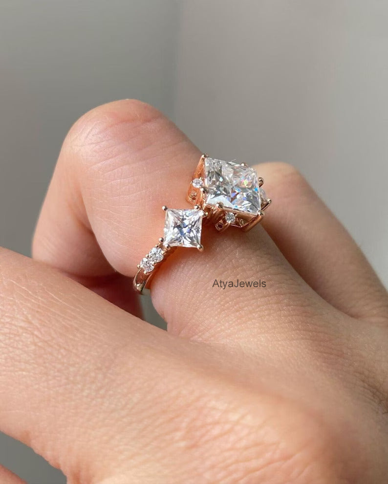 2.00 CT Princess Cut Moissanite Engagement Ring