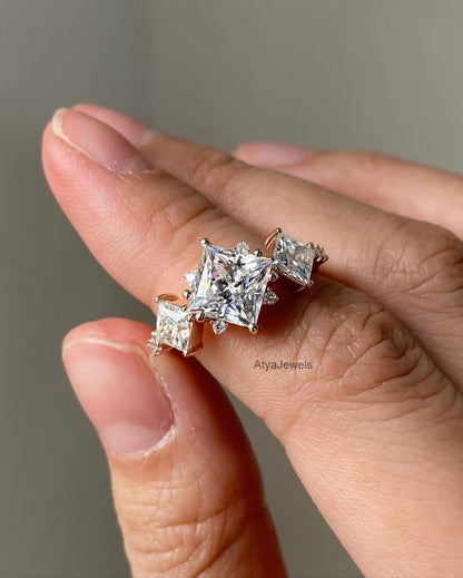 2.00 CT Princess Cut Moissanite Engagement Ring