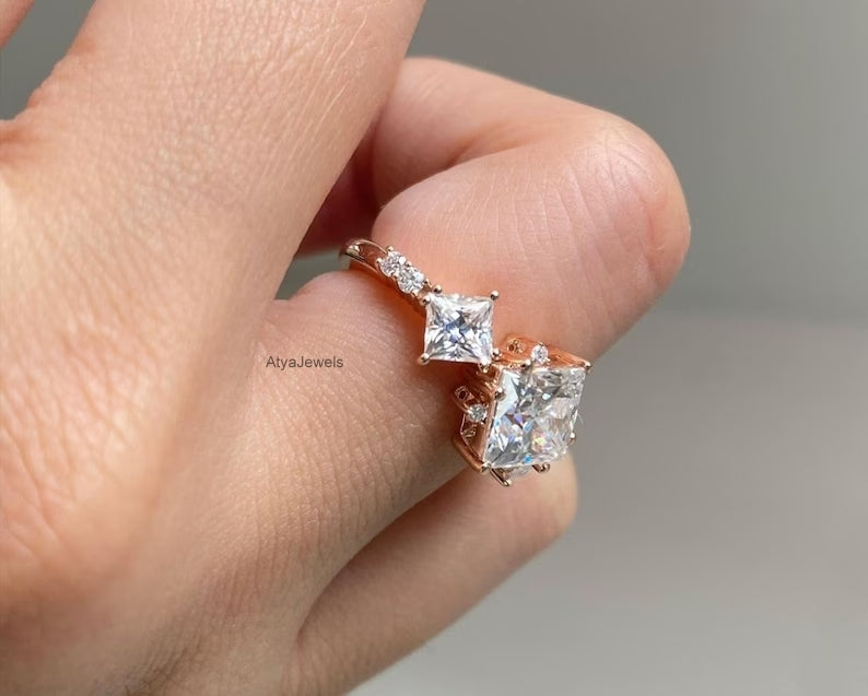 2.00 CT Princess Cut Moissanite Engagement Ring