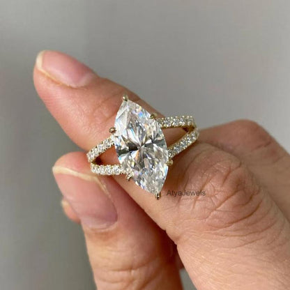 3.00 CT Marquise Cut Moissanite Wedding Ring