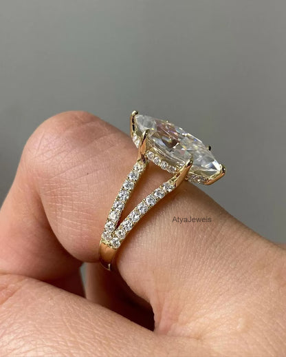 3.00 CT Marquise Cut Moissanite Wedding Ring