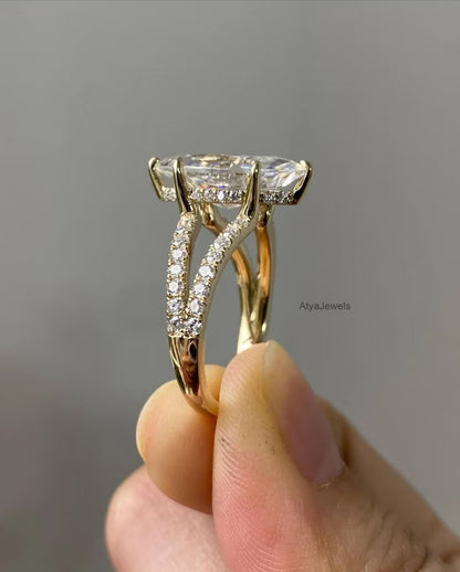 3.00 CT Marquise Cut Moissanite Wedding Ring