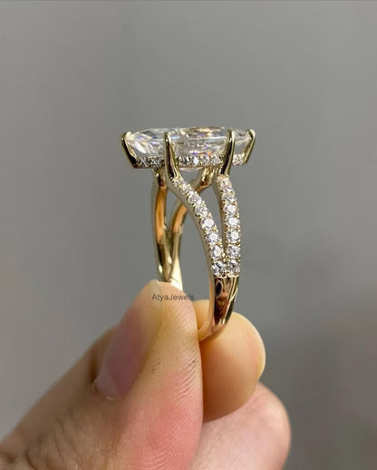 3.00 CT Marquise Cut Moissanite Wedding Ring