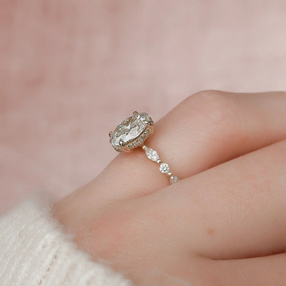 2.50 CT Oval Cut Moissanite Hidden Halo Eternity Bridal Wedding Ring Set