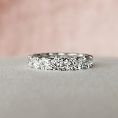 3.50 CT Oval Cut Moissanite Halo Full Eternity Bridal Wedding Ring Set