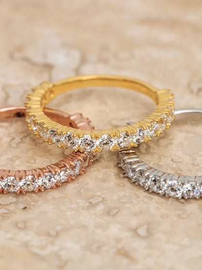 0.25 TCW Round Brilliant Cut Half Eternity Perfect Moissanite Wedding Band