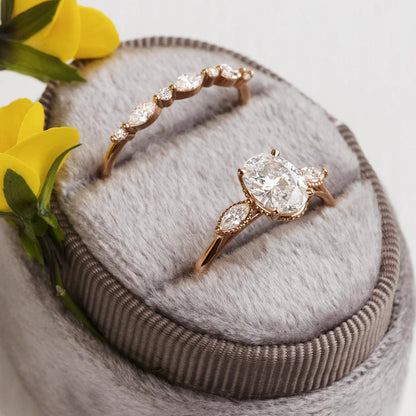 0.40 TCW Marquise and Round Cut Half Eternity Wedding Band