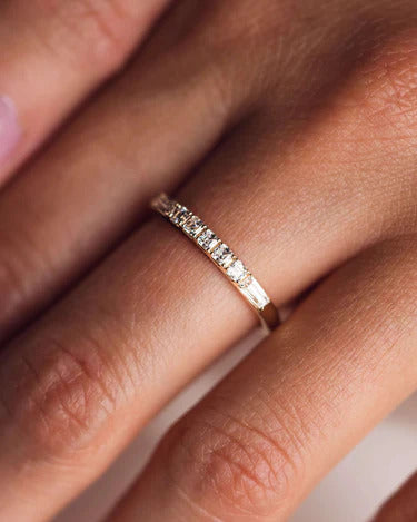 Promise Band For Women Lab Diamond Gold Anniversary Gifts Band For Wife