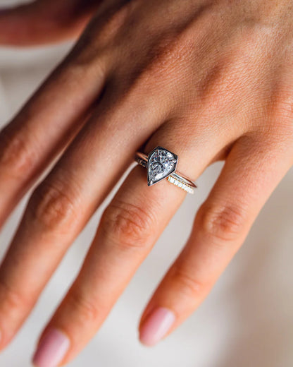 Unique Engagement Matching Ring 18K Solid Yellow Gold Eternity Bnad