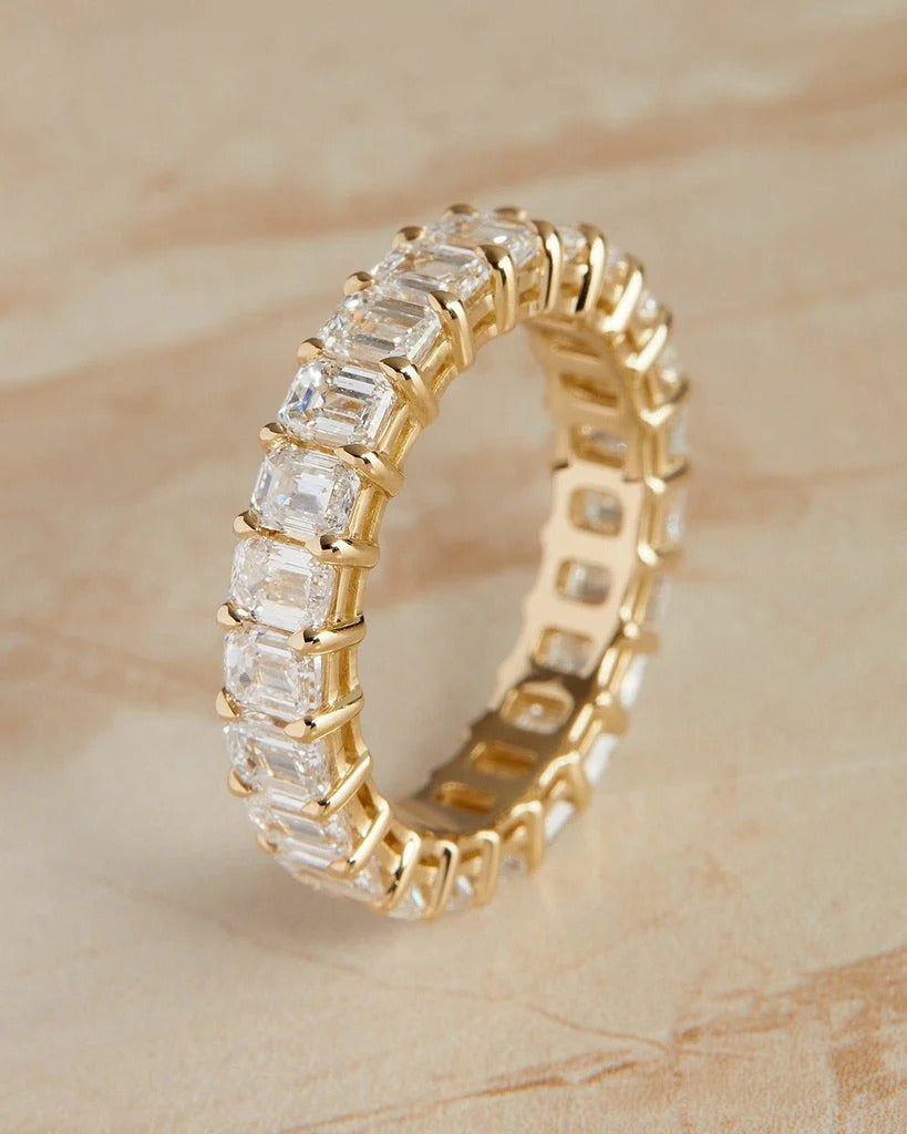 2.50 TCW Emerald Cut Full Eternity Stacking Wedding Band