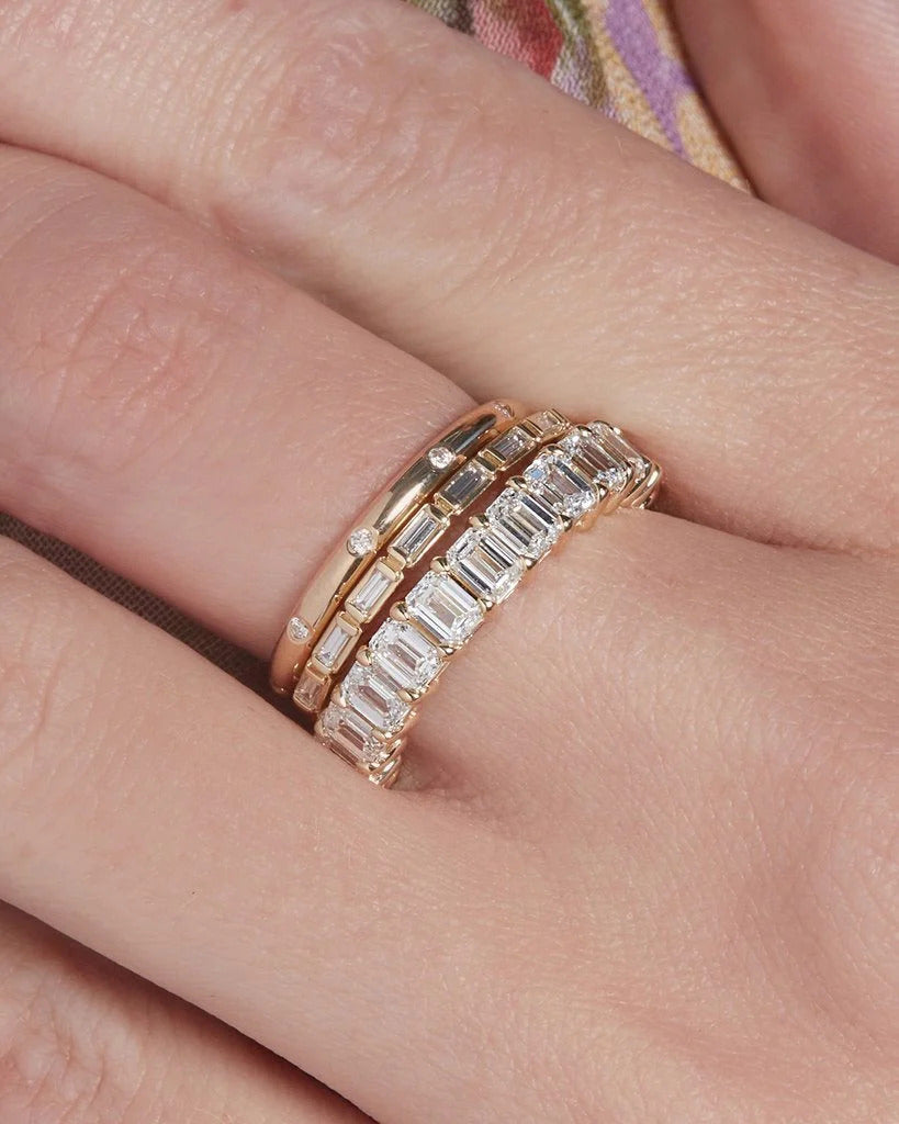 2.50 TCW Emerald Cut Full Eternity Stacking Wedding Band