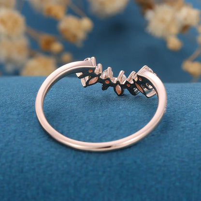 1.00 TCW Marquise & Round Shaped Moissanite Curved Wedding Band