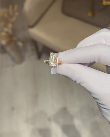 3.00CT Emerald Cut Moissanite Engagement Ring