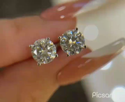 Moissanite Round Cut Studes Earring For Women