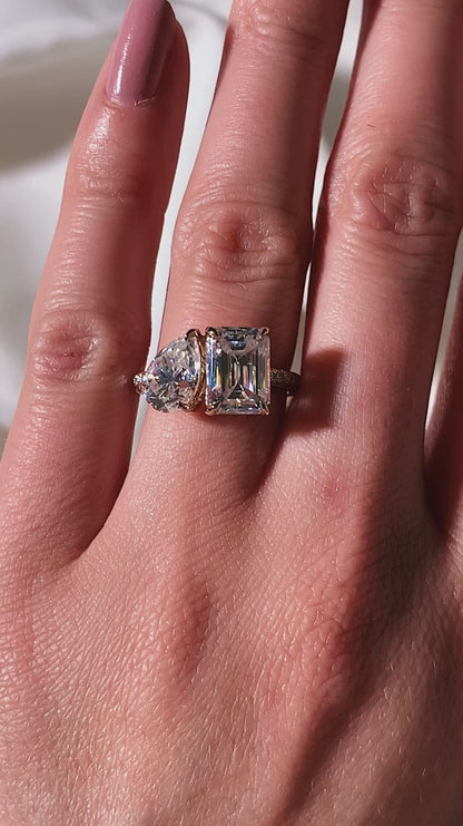 5.50 TCW Pear & Emerald Cut Moissanite Wedding Ring