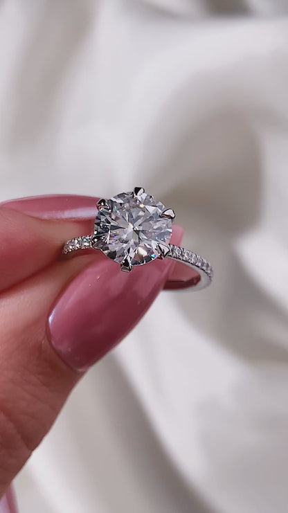 3.00 CT Round Cut Moissanite Engagement Ring