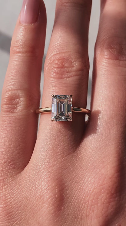 3.00 CT Emerald Cut Moissanite Engagement Ring