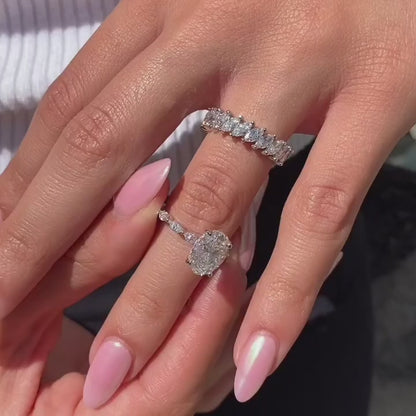 2.5 CT Oval Cut Moissanite Bridal Ring Set | Marquise Cut Eternity Band | Wedding Ring