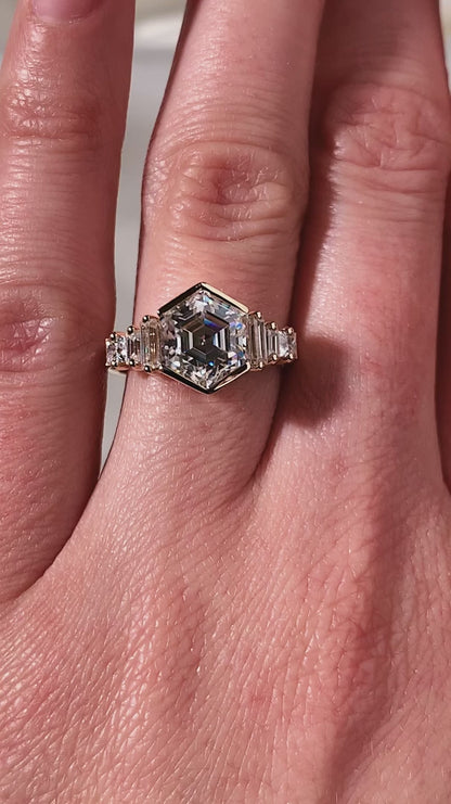 2.00 CT Asscher Cut Moissanite Engagement Ring