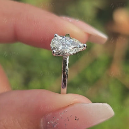 1.25 CT Pear Cut Moissanite Engagement Ring Dainty Ring Daily Wear Ring Gift Ring For Her