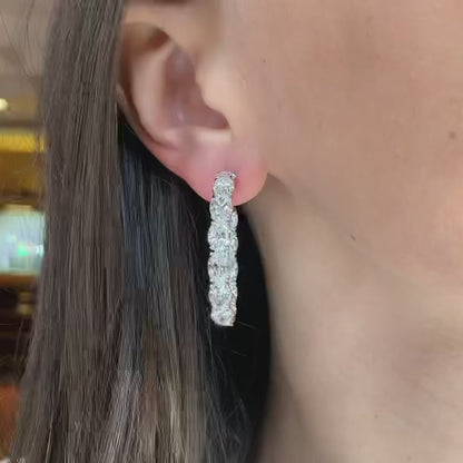 Sparkel Oval Cut Women's Hoop Earrings In Sterling Silver Valentine Gift