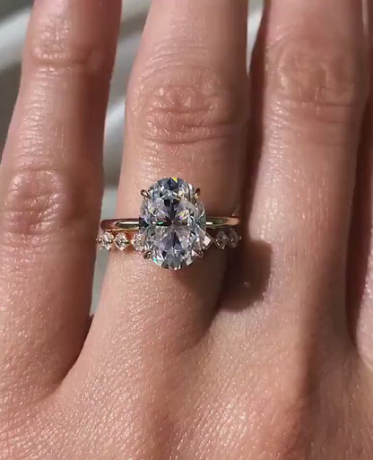 3.50 CT Oval Cut Moissanite Bridal Wedding Ring Set