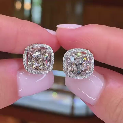 4.50 CT Cushion Cut Moissanite Diamond Stud Earrings For Her
