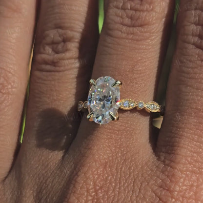 Unique 2.00 CT Oval Cut Art Deco Moissanite Engagement Ring Vintage Ring Celebrity Ring Proposal Ring