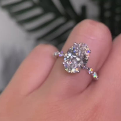3.50 CT Oval Cut Moissanite Diamond Hidden Halo Engagement Ring