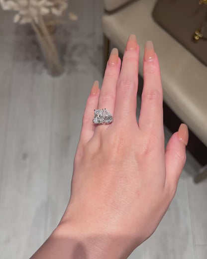 5.50 TCW Radiant And Pear Cut Moissanite Engagement Ring