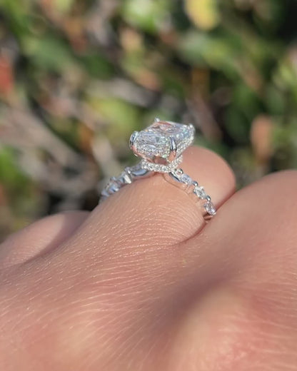 3.31  CT Radiant Cut Moissanite Bridal Wedding Ring Set