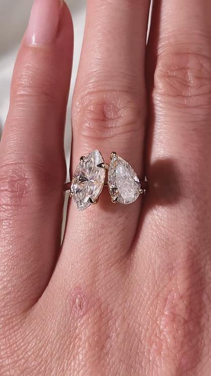 3.50 CT Marquise & Pear Cut Engagement Ring