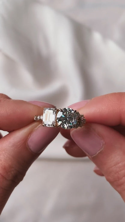 2.00 TCW Emerald Cut And Round Cut Moissanite Wedding Ring