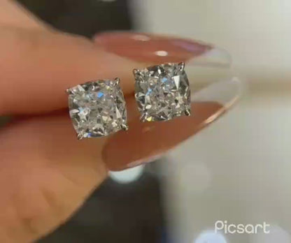 3.00 CT Cushion Cut Moissanite Studes Gift On Her Birthday