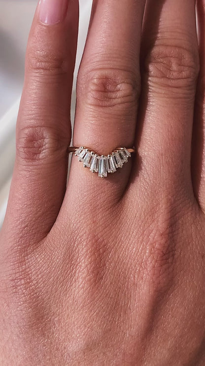 Unique Curved Baguette Cut Lab Grown Eternity Band Unique Wedding Band